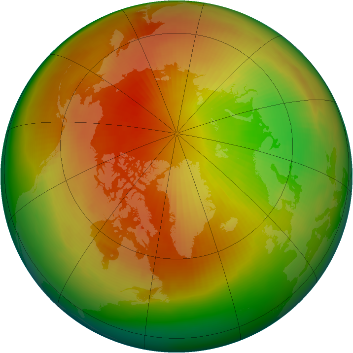 Arctic ozone map for March 1986
